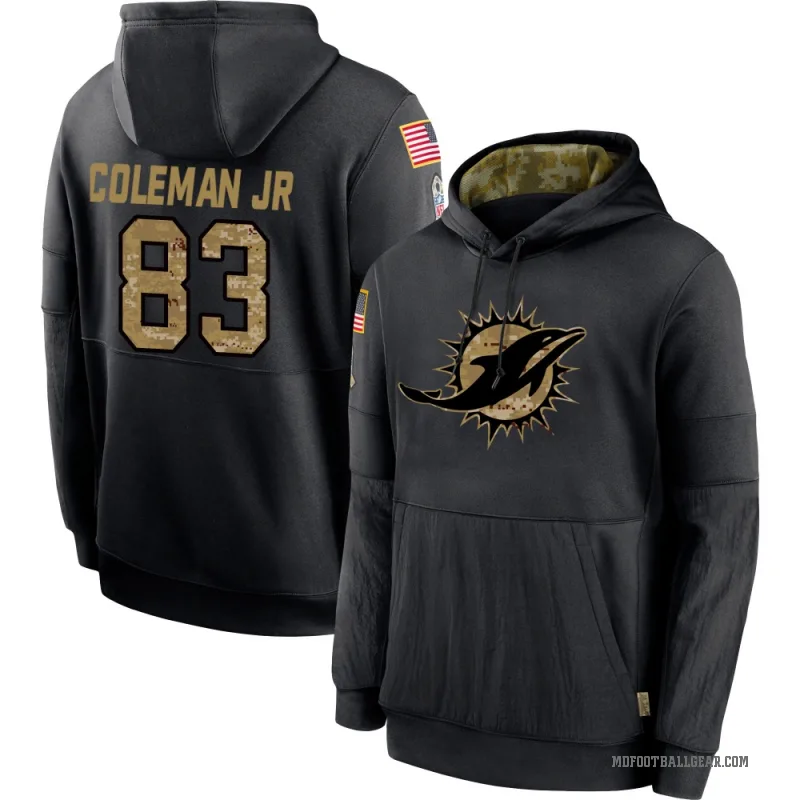 Kevin Coleman Jr. Youth Black Miami Dolphins 2020 Salute to Service Sideline Performance Pullover Hoodie