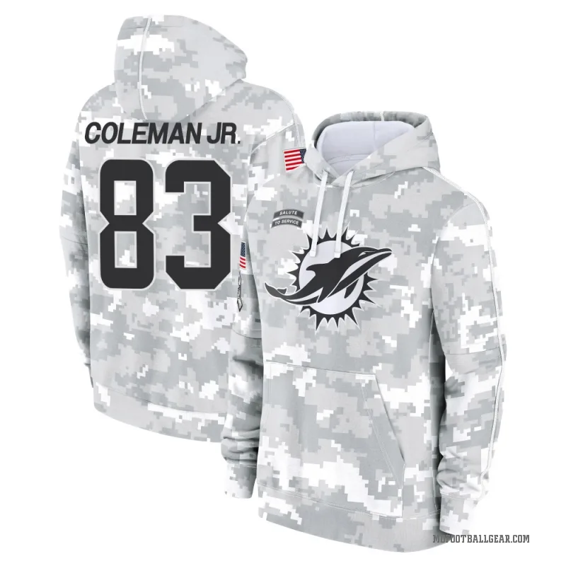 Kevin Coleman Jr. Youth Camo Miami Dolphins Arctic 2024 Salute to Service Club Fleece Pullover Hoodie