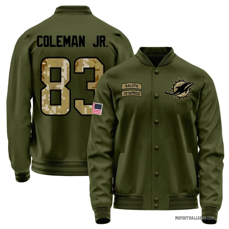 Kevin Coleman Jr. Youth Olive Miami Dolphins Salute to Service Sideline Performance Jacket