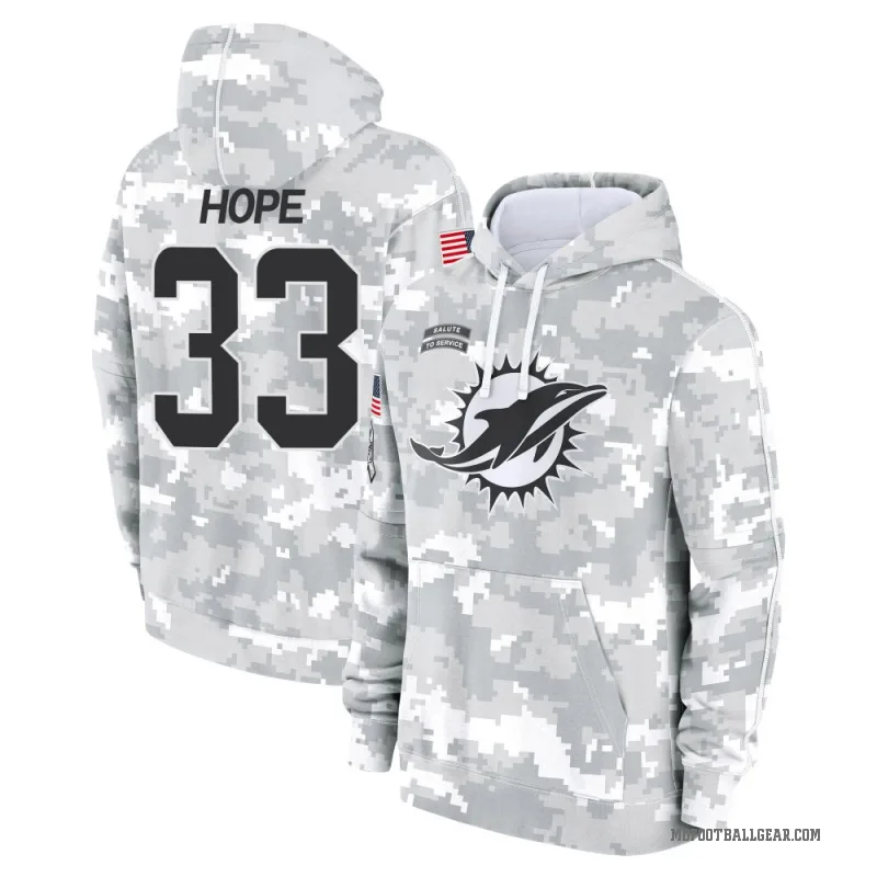 Larry Hope Men's Camo Miami Dolphins Arctic 2024 Salute to Service Club Fleece Pullover Hoodie