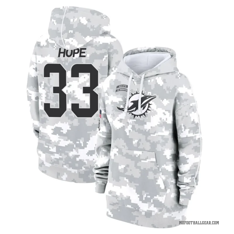 Larry Hope Women's Camo Miami Dolphins Arctic 2024 Salute to Service Club Fleece Pullover Hoodie