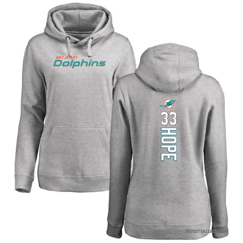 Larry Hope Women's Miami Dolphins Pro Line Ash Backer Pullover Hoodie