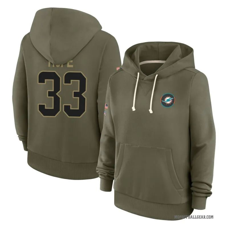 Larry Hope Women's Olive Miami Dolphins 2025 Salute to Service Hoodie