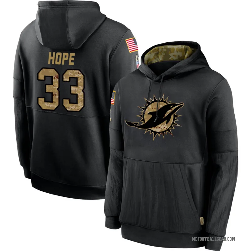 Larry Hope Youth Black Miami Dolphins 2020 Salute to Service Sideline Performance Pullover Hoodie