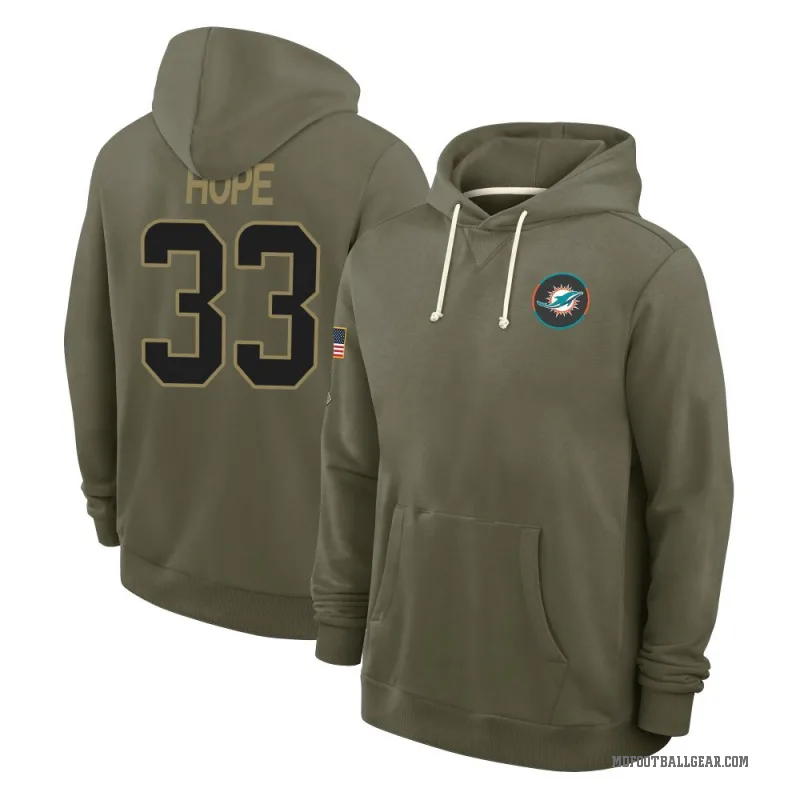 Larry Hope Youth Olive Miami Dolphins 2025 Salute to Service Hoodie