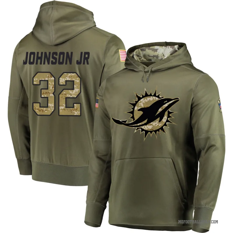 Lonnie Johnson Jr. Men's Olive Miami Dolphins Salute to Service Pullover Hoodie