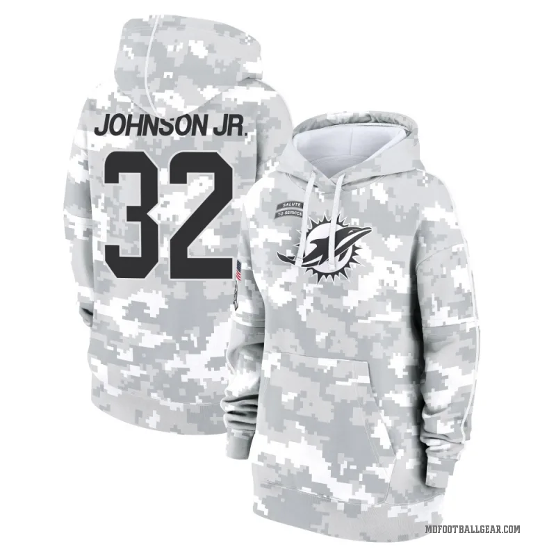 Lonnie Johnson Jr. Women's Camo Miami Dolphins Arctic 2024 Salute to Service Club Fleece Pullover Hoodie