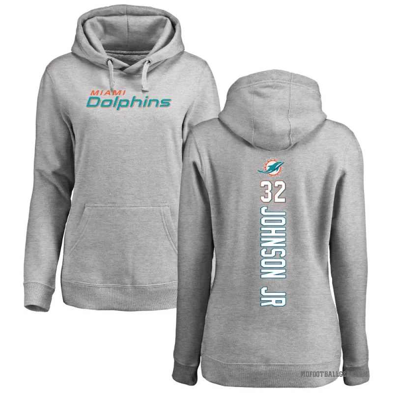 Lonnie Johnson Jr. Women's Miami Dolphins Pro Line Ash Backer Pullover Hoodie