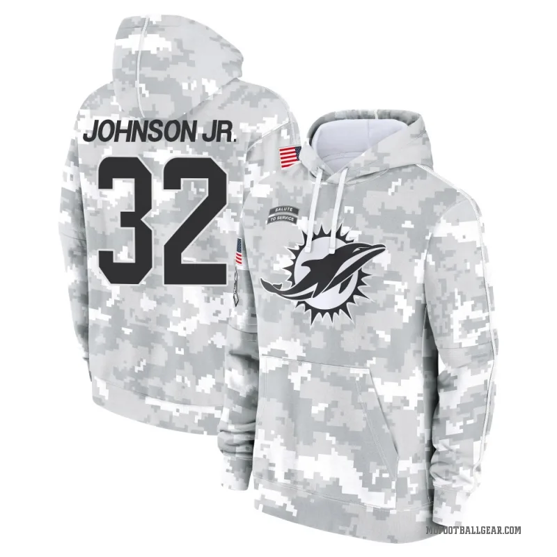 Lonnie Johnson Jr. Youth Camo Miami Dolphins Arctic 2024 Salute to Service Club Fleece Pullover Hoodie