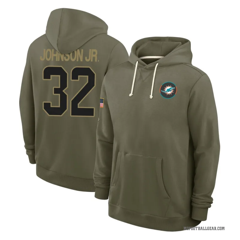 Lonnie Johnson Jr. Youth Olive Miami Dolphins 2025 Salute to Service Hoodie