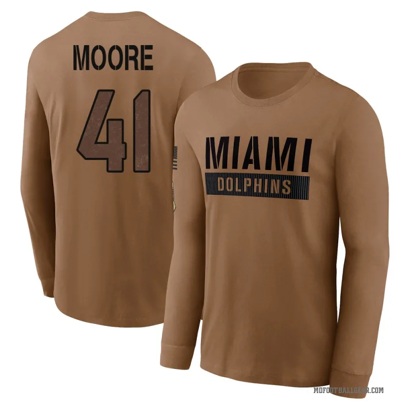 Louis Moore Men's Brown Miami Dolphins 2023 Salute To Service Long Sleeve T-Shirt