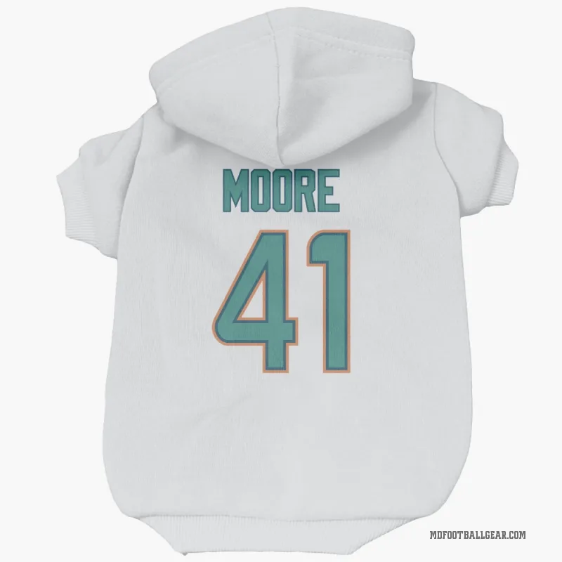 Louis Moore  White Miami Dolphins  Cat & Dog Pet Hoodie