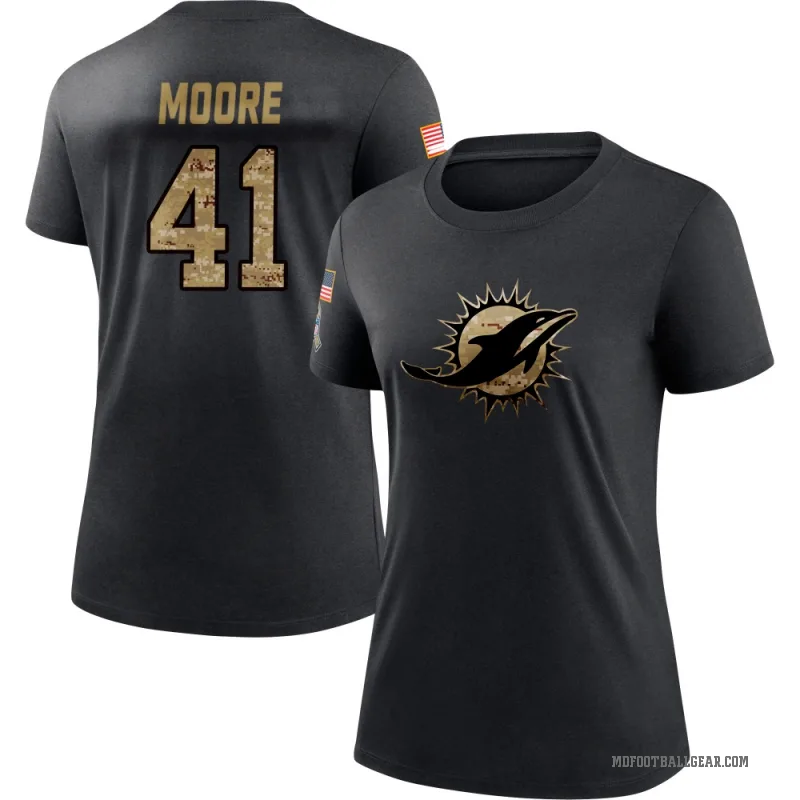 Louis Moore Women's Black Miami Dolphins 2020 Salute To Service Performance T-Shirt