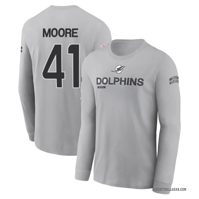 Louis Moore Youth Gray Miami Dolphins 2024 Salute to Service Long Sleeve T-Shirt