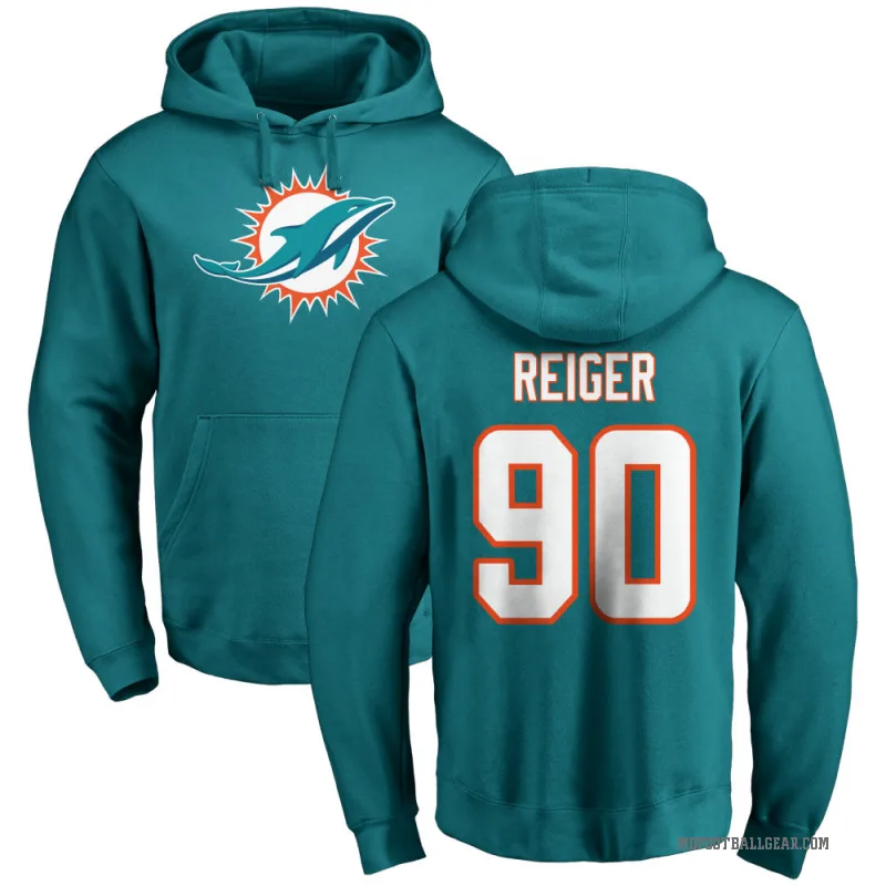 Mason Reiger Men's Aqua Miami Dolphins Pro Line Logo Pullover Hoodie