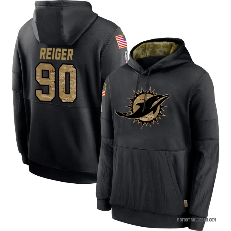 Mason Reiger Men's Black Miami Dolphins 2020 Salute to Service Sideline Performance Pullover Hoodie