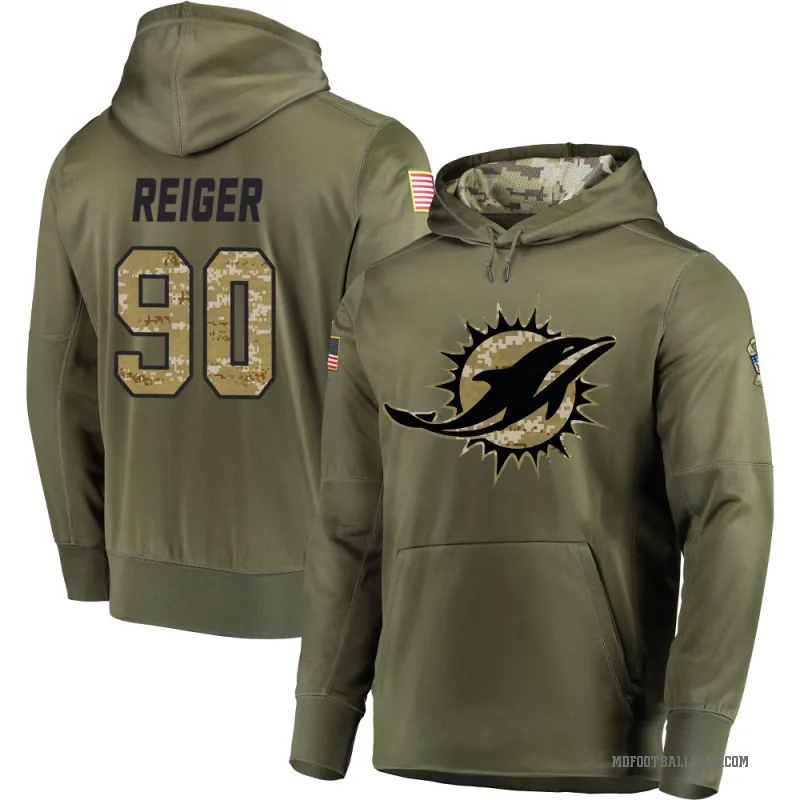 Mason Reiger Men's Olive Miami Dolphins Salute to Service Pullover Hoodie