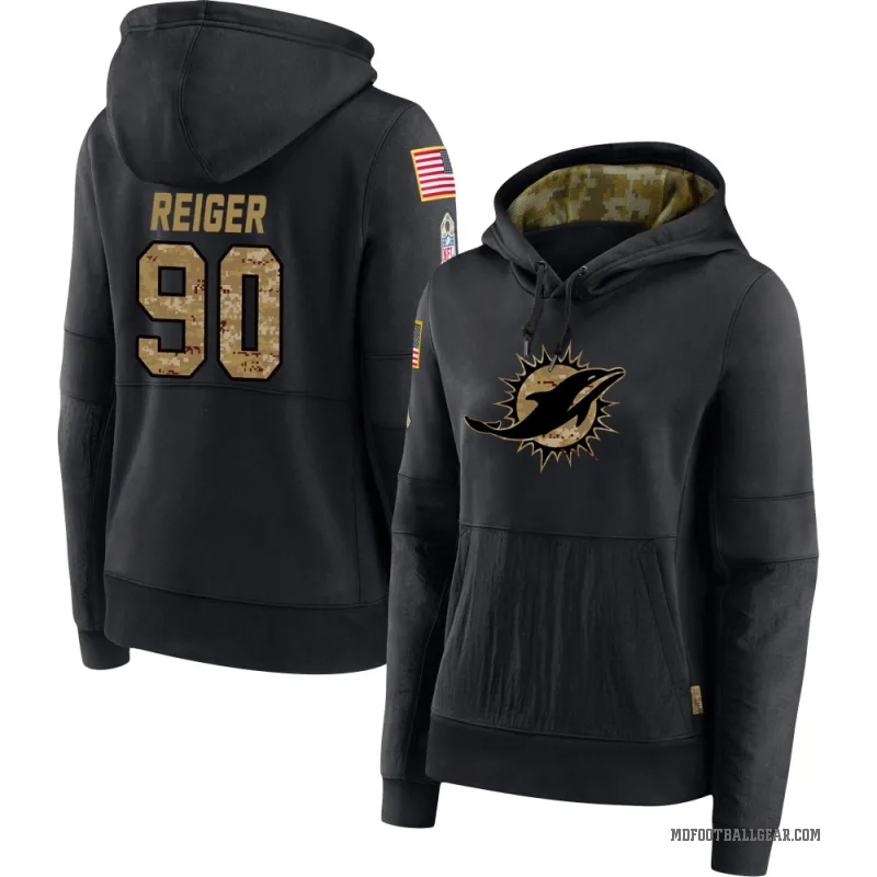 Mason Reiger Women's Black Miami Dolphins 2020 Salute to Service Sideline Performance Pullover Hoodie