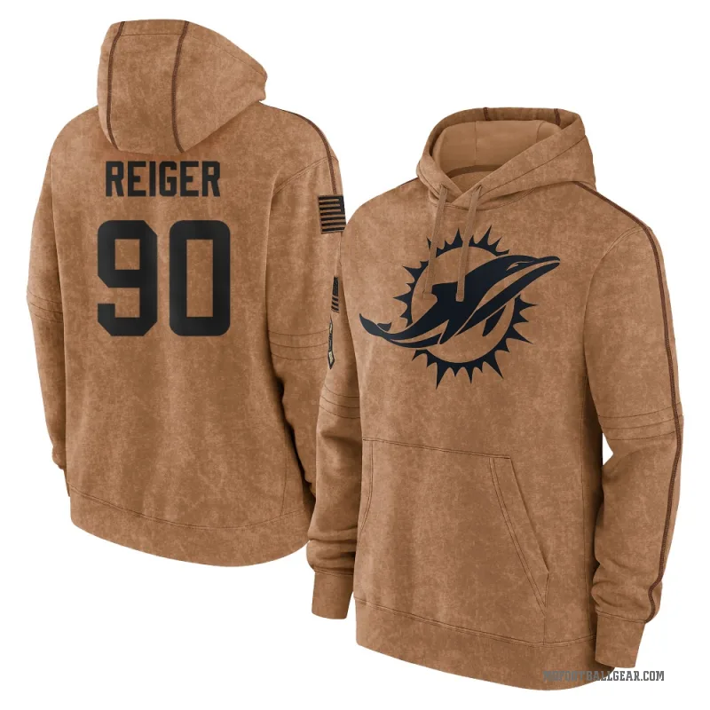 Mason Reiger Youth Brown Miami Dolphins 2023 Salute To Service Club Pullover Hoodie