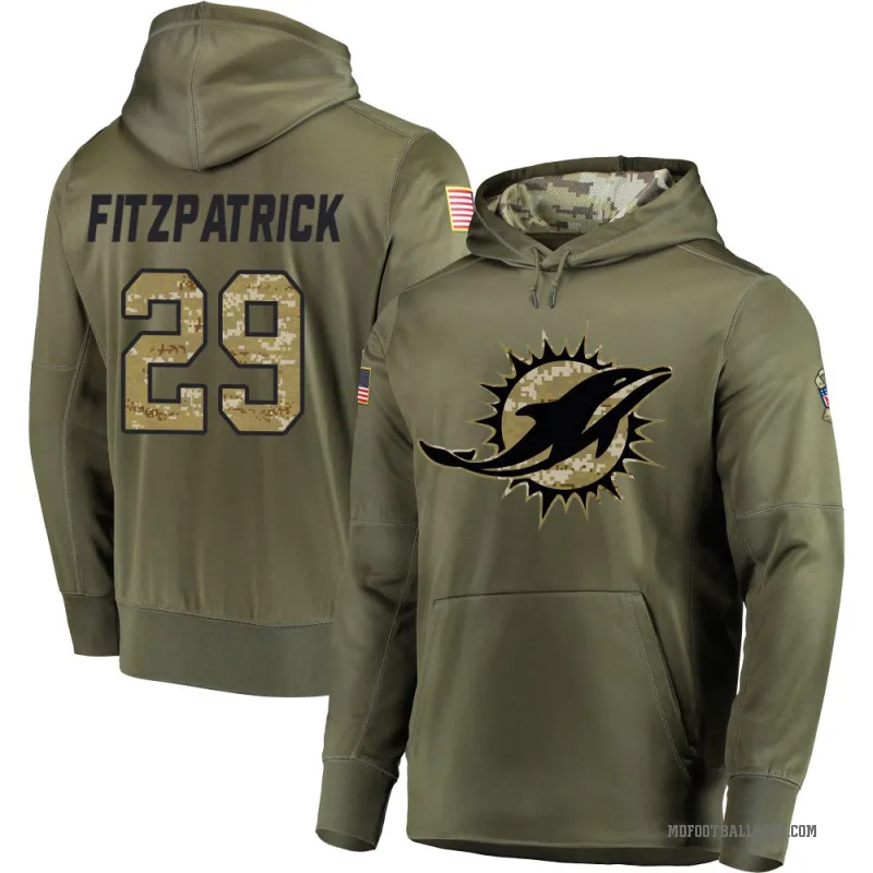 Minkah Fitzpatrick Men's Olive Miami Dolphins Salute to Service Pullover Hoodie