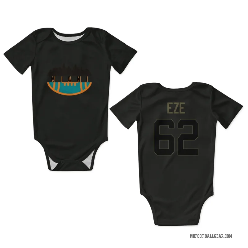 Obinna Eze  Black Miami Dolphins  Service Newborn & Infant Bodysuit