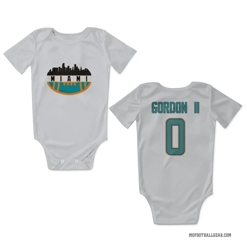 Ollie Gordon II  White Miami Dolphins  Newborn & Infant Bodysuit