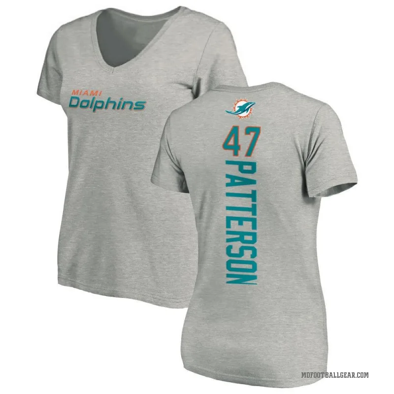 Riley Patterson Women's Ash Miami Dolphins Backer V-Neck T-Shirt -