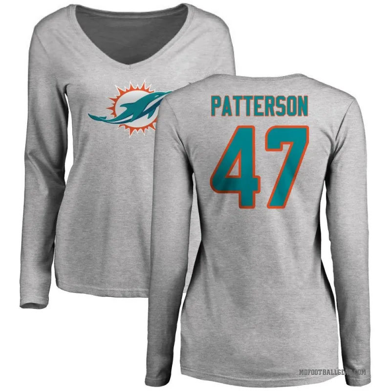 Riley Patterson Women's Ash Miami Dolphins Logo Slim Fit Long Sleeve T-Shirt -