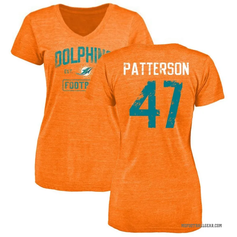 Riley Patterson Women's Orange Miami Dolphins Distressed V-Neck T-Shirt