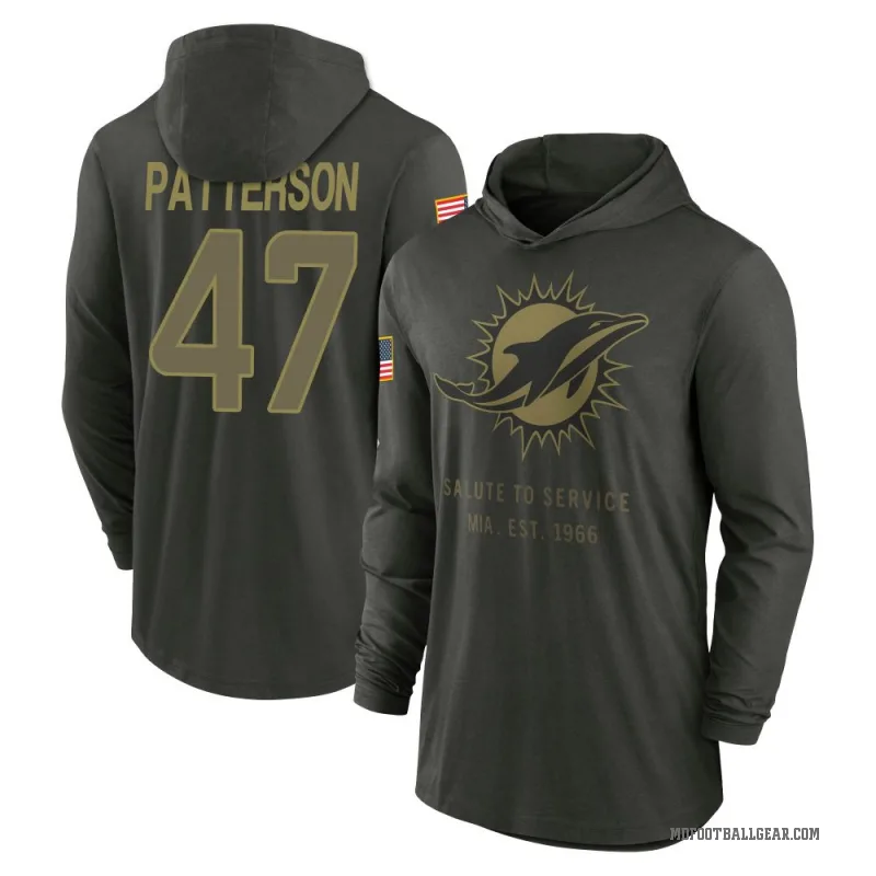 Riley Patterson Youth Green Miami Dolphins Forest/ 2025 Salute to Service Sideline Lightweight Hooded Pullover Long Sleeve T-Shi