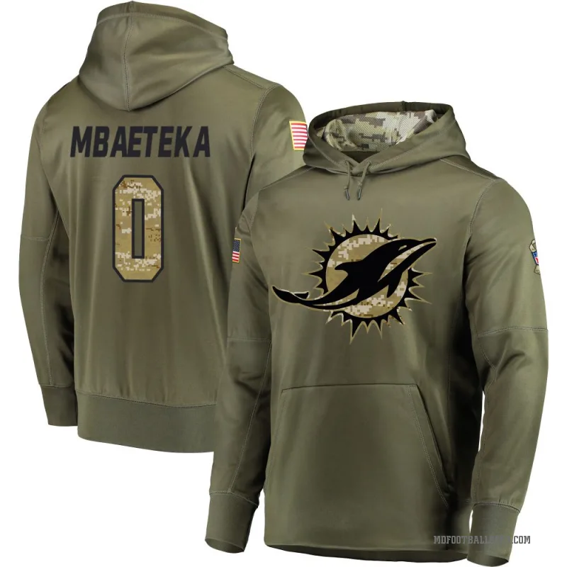 Roy Mbaeteka Youth Olive Miami Dolphins Salute to Service Pullover Hoodie