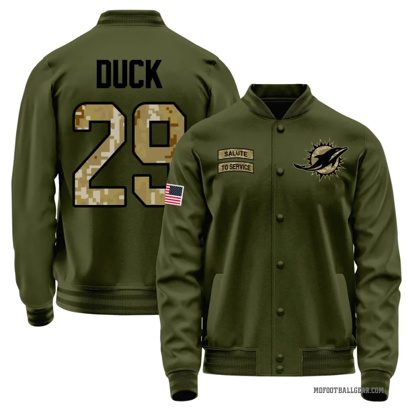 Storm Duck Youth Olive Miami Dolphins Salute to Service Sideline Performance Jacket