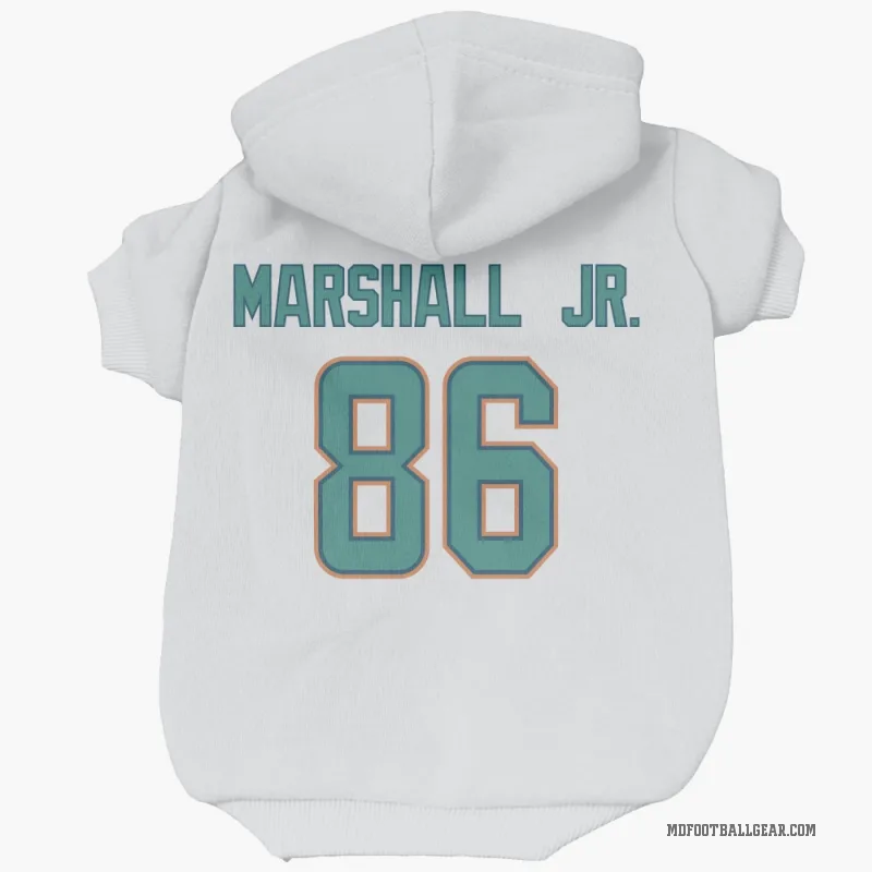 Terrace Marshall Jr.  White Miami Dolphins  Cat & Dog Pet Hoodie