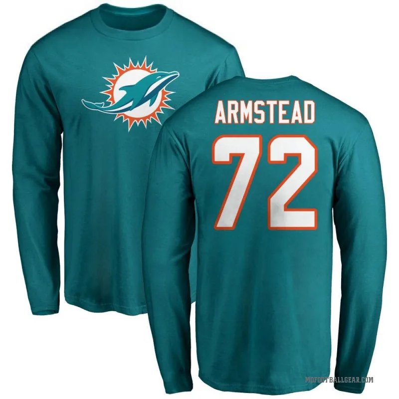 Terron Armstead Men's Aqua Miami Dolphins Logo Long Sleeve T-Shirt -