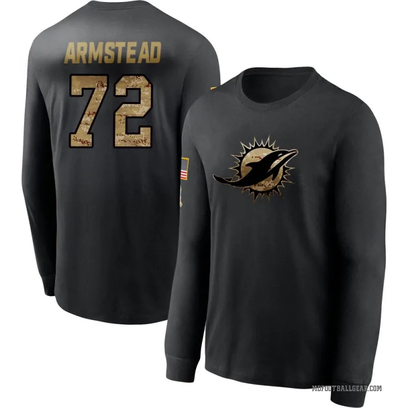 Terron Armstead Men's Black Miami Dolphins 2020 Salute To Service Sideline Performance Long Sleeve T-Shirt