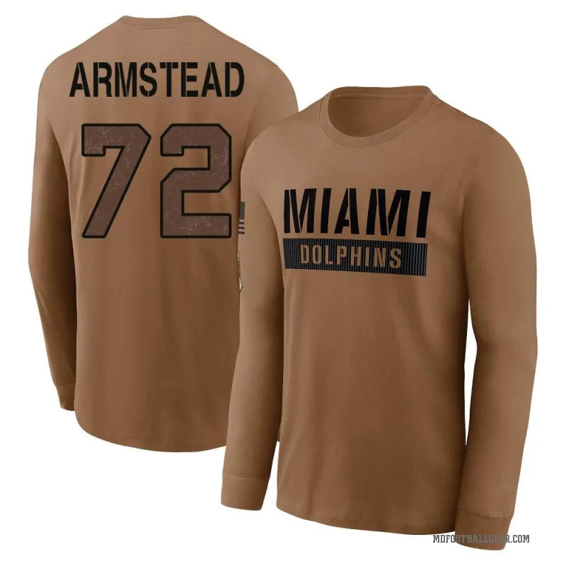 Terron Armstead Men's Brown Miami Dolphins 2023 Salute To Service Long Sleeve T-Shirt