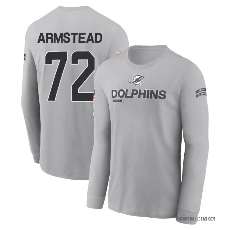 Terron Armstead Men's Gray Miami Dolphins 2024 Salute to Service Long Sleeve T-Shirt