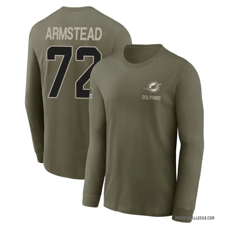 Terron Armstead Men's Olive Miami Dolphins 2025 Salute to Service Sideline Long Sleeve T-Shirt