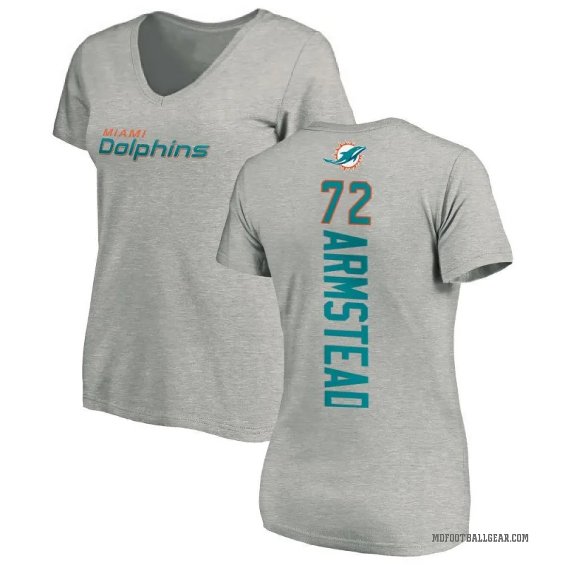Terron Armstead Women's Ash Miami Dolphins Backer V-Neck T-Shirt -