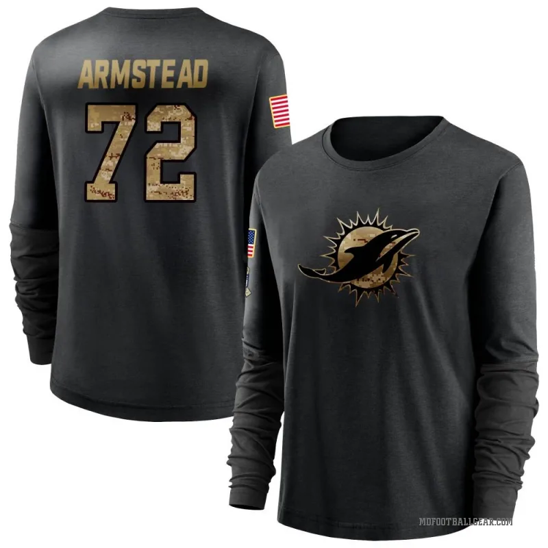 Terron Armstead Women's Black Miami Dolphins 2020 Salute To Service Sideline Performance Long Sleeve T-Shirt