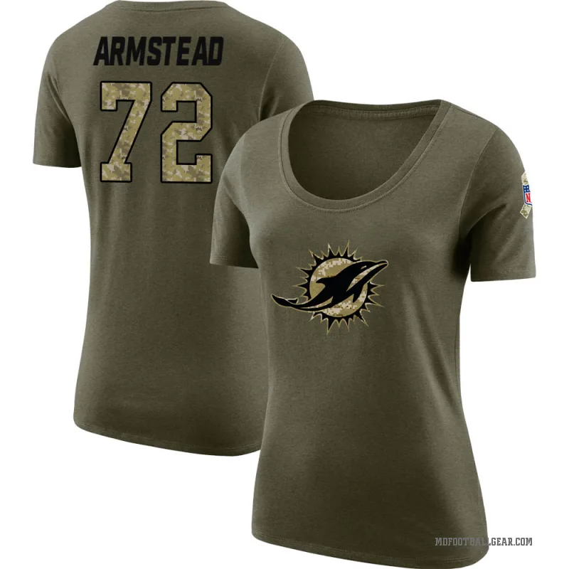 Terron Armstead Women's Olive Miami Dolphins Salute to Service Scoop Neck T-Shirt