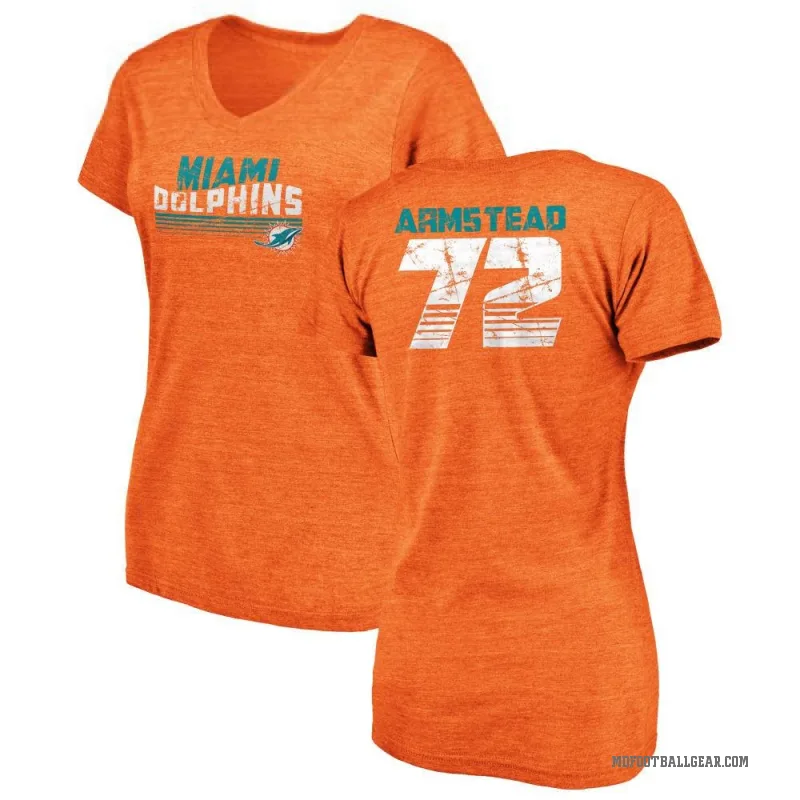 Terron Armstead Women's Orange Miami Dolphins Retro V-Neck T-Shirt -