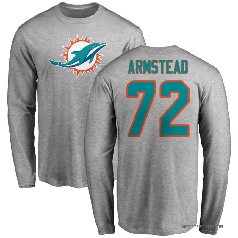 Terron Armstead Youth Ash Miami Dolphins Logo Long Sleeve T-Shirt -