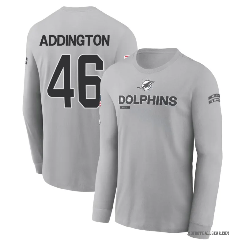 Tucker Addington Men's Gray Miami Dolphins 2024 Salute to Service Long Sleeve T-Shirt