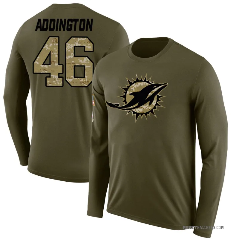 Tucker Addington Men's Olive Miami Dolphins Salute to Service Sideline Long Sleeve T-Shirt