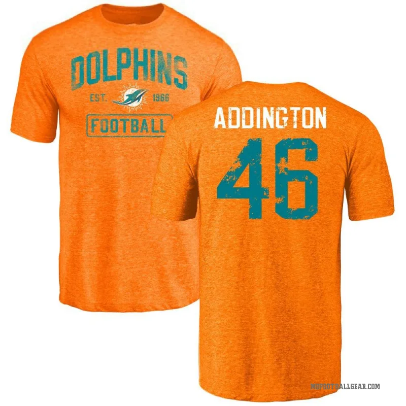Tucker Addington Men's Orange Miami Dolphins Distressed T-Shirt