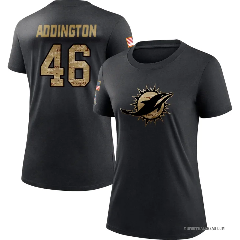 Tucker Addington Women's Black Miami Dolphins 2020 Salute To Service Performance T-Shirt