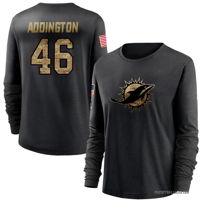 Tucker Addington Women's Black Miami Dolphins 2020 Salute To Service Sideline Performance Long Sleeve T-Shirt