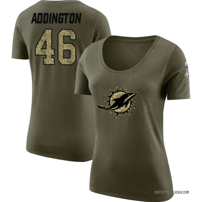 Tucker Addington Women's Olive Miami Dolphins Salute to Service Scoop Neck T-Shirt
