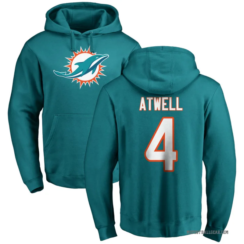 Tutu Atwell Men's Aqua Miami Dolphins Pro Line Logo Pullover Hoodie
